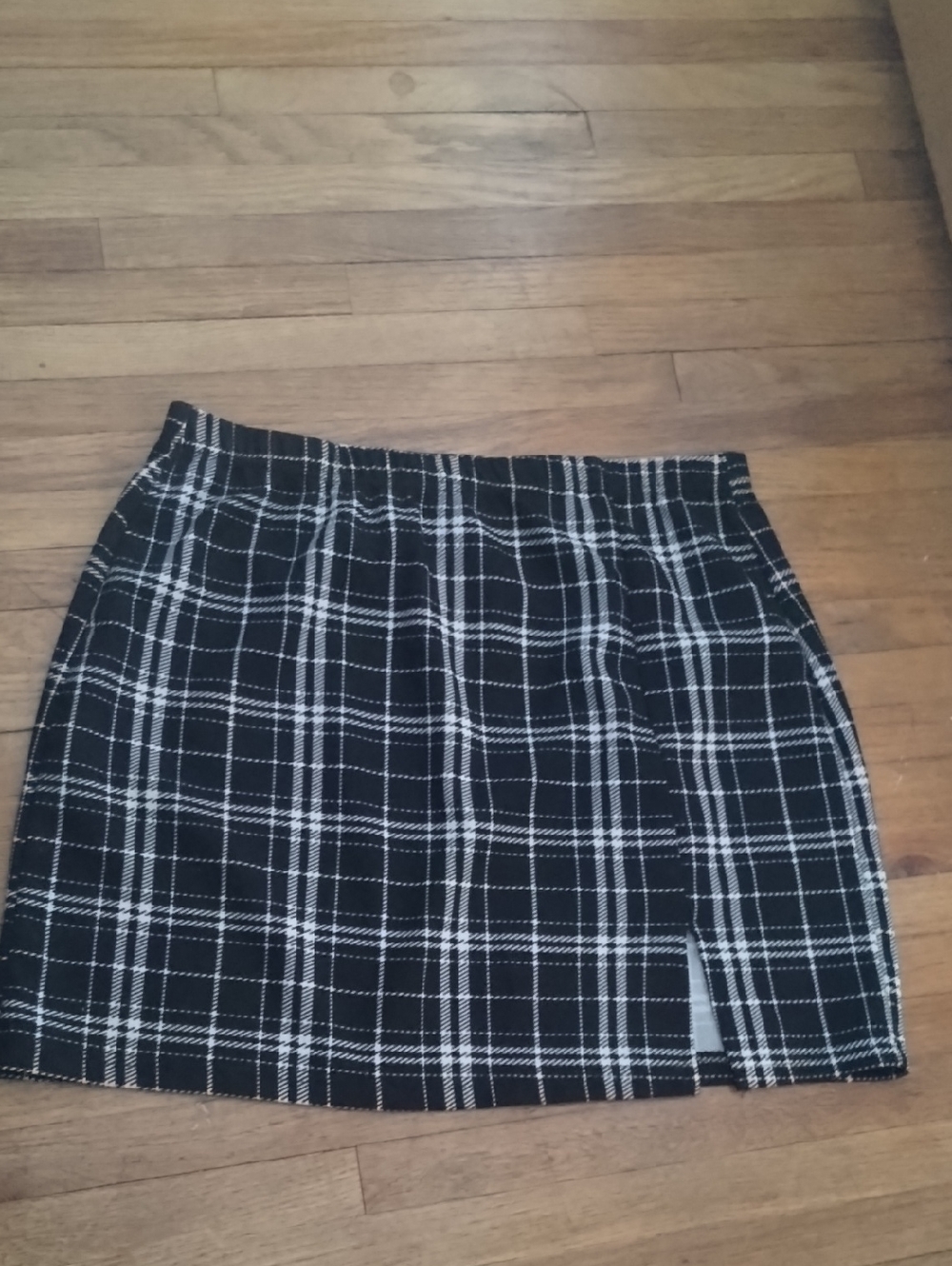Black & White Plaid Mini Skirt
